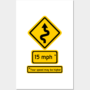 windy road speed sign (mph) Posters and Art